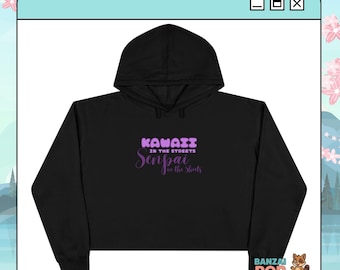 Kawaii Senpai Cropped Hoodie - Anime Otaku Crop Top: Kawaii Street Style