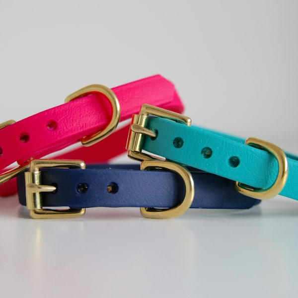 Mini Biothane Collar with solid brass hardware-Colour options available