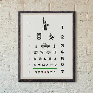 SEE NYC Eye Chart Wall Art | Digital Art Download | Black & White Travel Decor | New York | Contemporary | Minimalistic | Cute Trendy Art