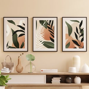 Boho Abstract Wall Art Prints Set of 3 Prints Boho Wall Art Digital Download Unique Home Decor
