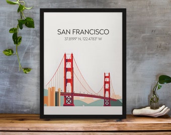 Golden Gate Bridge Minimalist Poster Art | Digital Art Printable Wall Home Decor | California Travel Wall Print | San Francisco Wall Art