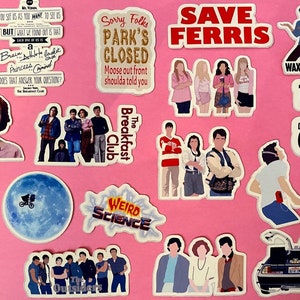 80&#39;s Movies Stickers! All your favorites from the 80&#39;s! Waterproof, Matte vinyl stickers great for your water bottle, laptop, and much more!