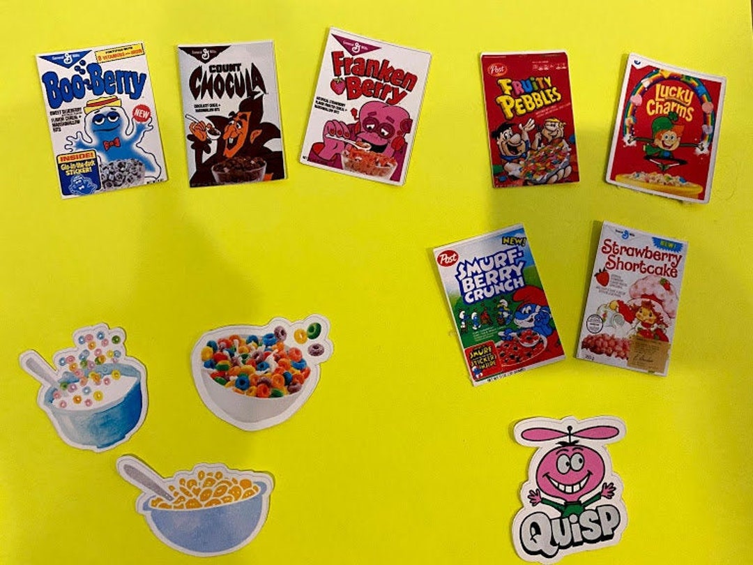Fun Cereal Stickers Fruity Pebbles, Froot Loops, Quisp, Smurf Berry
