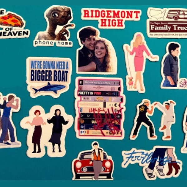 80's Movies Stickers! All your favorites from the 80's! Waterproof, Matte vinyl stickers great for your water bottle, laptop, and much more!