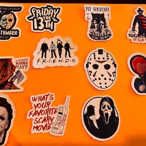 Scary Movie Stickers! Great for halloween and thriller and horror movie lovers! Waterproof, Vinyl stickers perfect for everything!