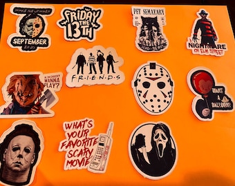 ¡Pegatinas de películas de miedo! ¡Ideal para los amantes de halloween y thriller y películas de terror! ¡Pegatinas de vinilo impermeables perfectas para todo!