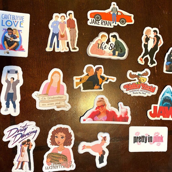 80's Movies Stickers! 16 candles, Dirty Dancing, Breakfast Club, Jaws, Mean Girls, Grease, Vacation, Pretty in Pink, Can't Buy Me Love