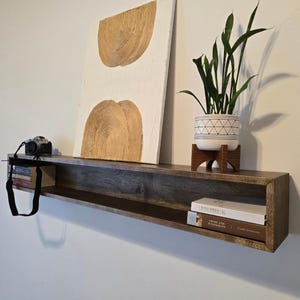 Any Size: Custom Floating Rectangular Shelf 6.5 inch Tall- Hardwood Floating Shelves With 2 Display Layers-Custom Sizes and Colors Available