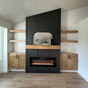 Floating Fireplace Mantle - 6.5&quot; Sq Mantle - Hand Crafted 48&quot; - 96&quot; Hardwood Custom Sizes