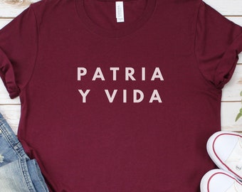 Shirt Patria y Vida Cuban Shirt Tshirt Camisa Cubana SOS Cuba Tshirts Free Cuba Shirts Cuban Tee Country Origin USA Minimalist Tee