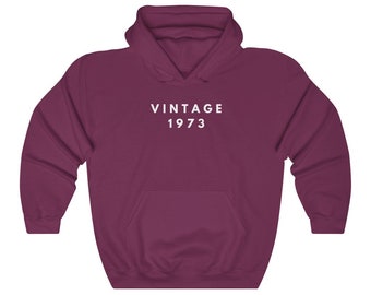 Hoodie Vintage 1973 Men 48th Birthday 48 Women Gift for Him Gifts for Her Funny Sweatshirt Sarcastic Hoodies with Sayings Wife Hoody Husband