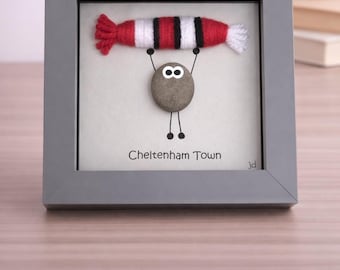 Cheltenham Gift for Football Fan – Handmade Pebble Art Frame – Supporter Decor - Unique Keepsake