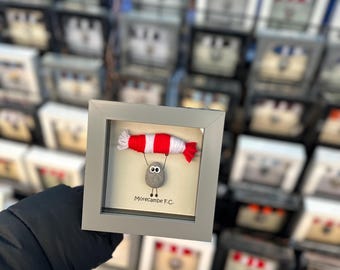 Morecambe Gift for Football Fan – Handmade Pebble Art Frame – Supporter Decor - Unique Keepsake