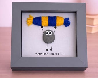 Mansfield Gift for Football Fan – Handmade Pebble Art Frame – Supporter Decor - Unique Keepsake