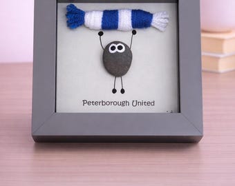 Peterborough Gift for Football Fan – Handmade Pebble Art Frame – Supporter Decor - Unique Keepsake