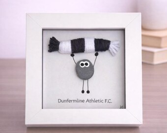 Dunfermline Gift for Football Fan – Handmade Pebble Art Frame – Supporter Decor - Unique Keepsake