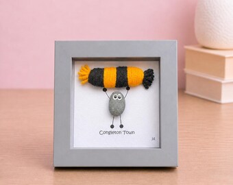 Congleton Gift for Football Fan – Handmade Pebble Art Frame – Supporter Decor - Unique Keepsake