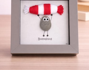 Brentford Gift for Football Fan – Handmade Pebble Art Frame – Supporter Decor - Unique Keepsake