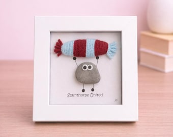 Scunthorpe United Gift for Football Fan – Handmade Pebble Art Frame – Supporter Decor - Unique Keepsake
