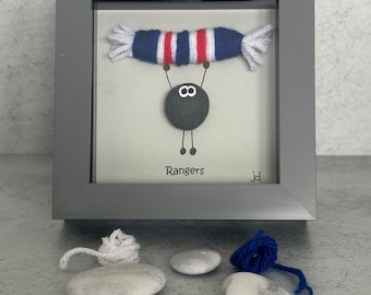 Handmade Rangers Pebble Art Frame – Football Fan Keepsake, Acrylic Display