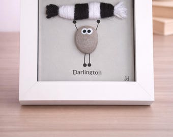 Darlington Gift for Football Fan – Handmade Pebble Art Frame – Supporter Decor - Unique Keepsake