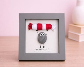 Southampton Gift for Football Fan – Handmade Pebble Art Frame – Supporter Decor - Unique Keepsake