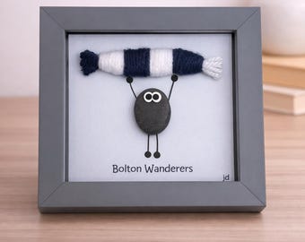 Bolton Wanderers Gift for Football Fan – Handmade Pebble Art Frame – Supporter Decor - Unique Keepsake