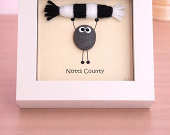 Notts County Gift for Football Fan – Handmade Pebble Art Frame – Supporter Decor - Unique Keepsake