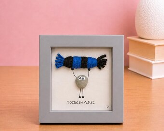 Rochdale Gift for Football Fan – Handmade Pebble Art Frame – Supporter Decor - Unique Keepsake