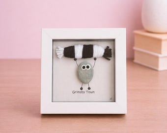 Grimsby Town Gift for Football Fan – Handmade Pebble Art Frame – Supporter Decor - Unique Keepsake