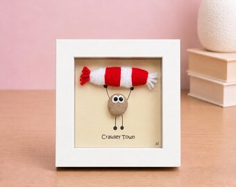 Crawley Town Gift for Football Fan – Handmade Pebble Art Frame – Supporter Decor - Unique Keepsake