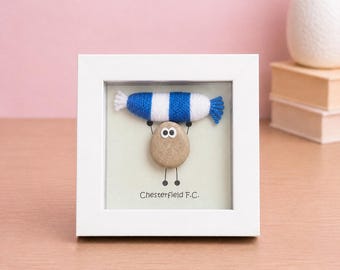 Chesterfield Gift for Football Fan – Handmade Pebble Art Frame – Supporter Decor - Unique Keepsake