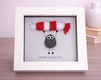 Leyton Orient Gift for Football Fan – Handmade Pebble Art Frame – Supporter Decor - Unique Keepsake
