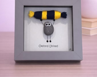Oxford Gift for Football Fan – Handmade Pebble Art Frame – Supporter Decor - Unique Keepsake