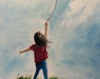 The Unique Kite  by Paul Downs, A fine art print of my original oil painting. Everyone flies a unique kite in the world. Wall Art