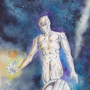 The Herald by Paul Downs. Print of my original ink fan art drawing.  Superhero, Comic Art, wall art