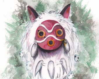 Forest Guardian by Paul Downs.  Archival ink print on premium photo paper, anime art, illustration, wall art, animation art, mononoke