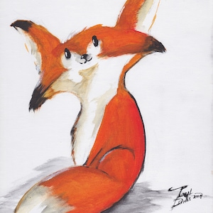Impresión artística de Fox de Paul Downs, Fox, sala de juegos para niños, arte de dibujos animados, vida salvaje, guardería infantil, arte caprichoso
