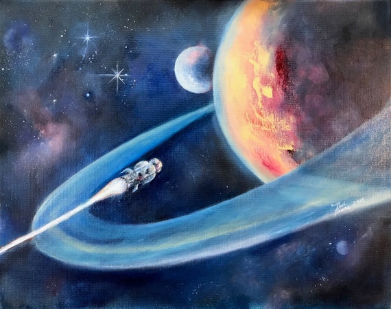 The Explorer, Featured in Issue 1 of Infinite Worlds Magazine, sci-fi art print, illustration, space painting, wall art