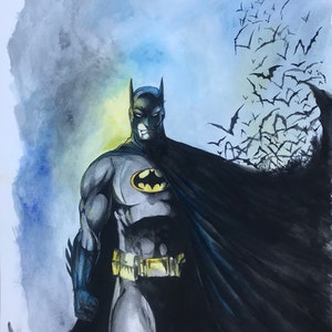 Gotham Knight by Paul Downs. Archival ink print on premium photo paper from my watercolor fan art painting.