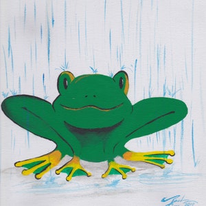 Impresión de arte de rana, rana, arte infantil, arte infantil, amante de los animales, sala de juegos para niños, arte de dibujos animados, vida salvaje, guardería infantil, arte caprichoso, arte de rana