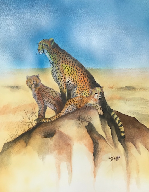 Premium Photo  A watercolor painting of a leopard with spots of