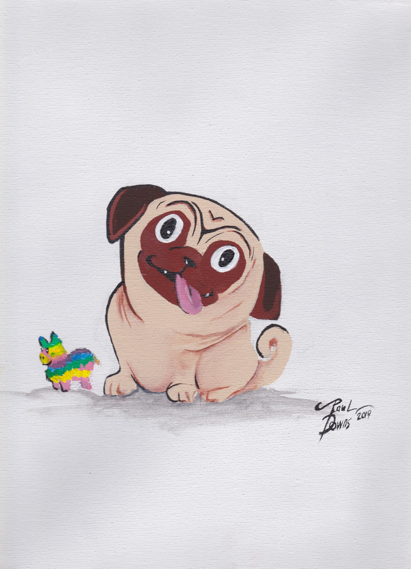 Pug Art Printpugchildrens Artchild Art Animal Etsy