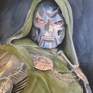 Doom de Paul Downs. Impresión de mi dibujo original a tinta. Superhéroe, cómic, arte mural.