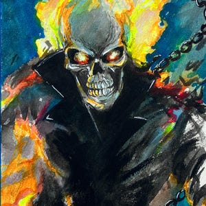 The Spirit of Vengeance by Paul Downs. Print of my original ink fan art drawing.  Superhero, Comic Art, wall art, fan art