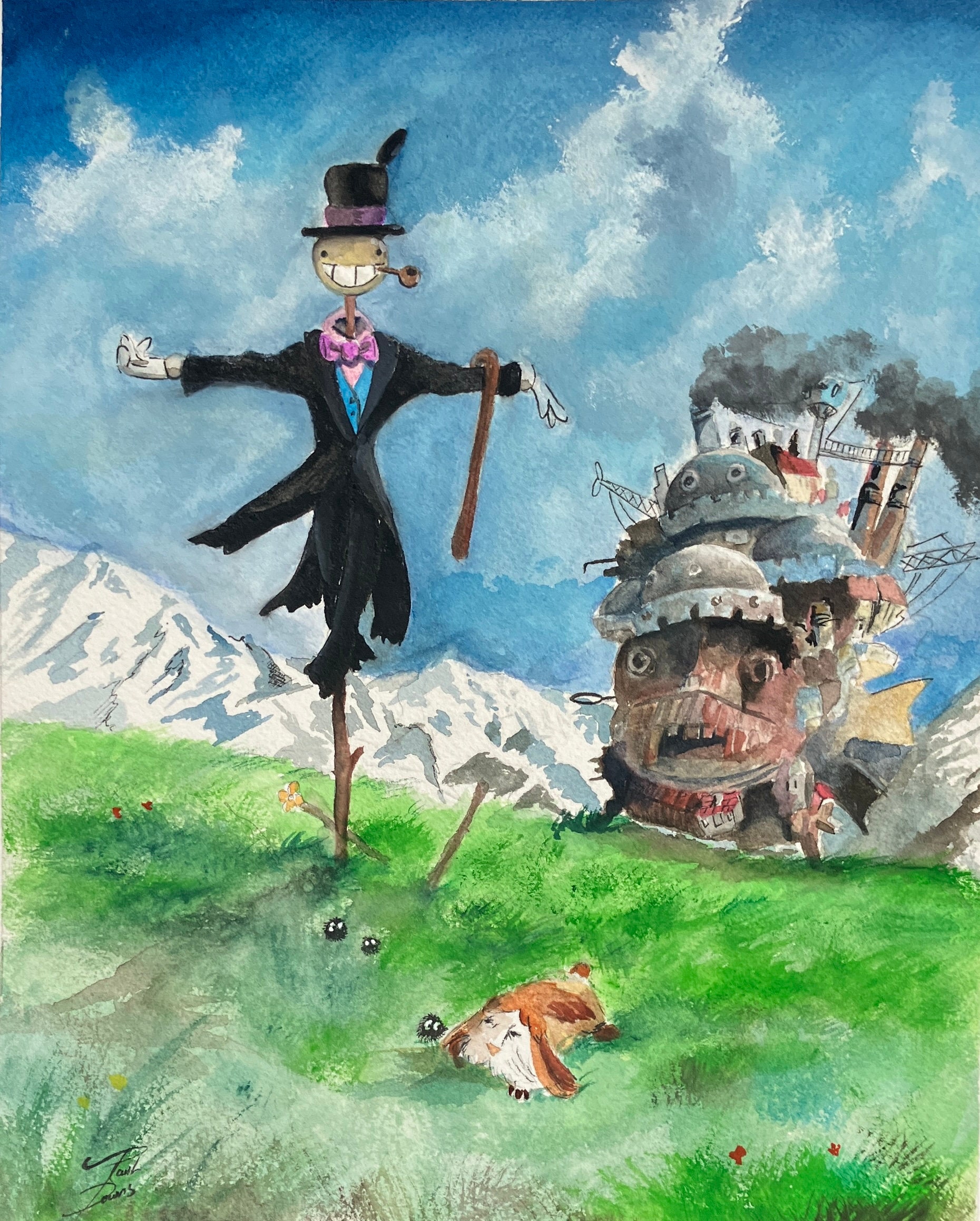 Turnip Head and the Castle by Paul Downs. Archival Ink Print on