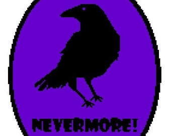 Raven Nevermore Halloween Cross Stitch Pattern