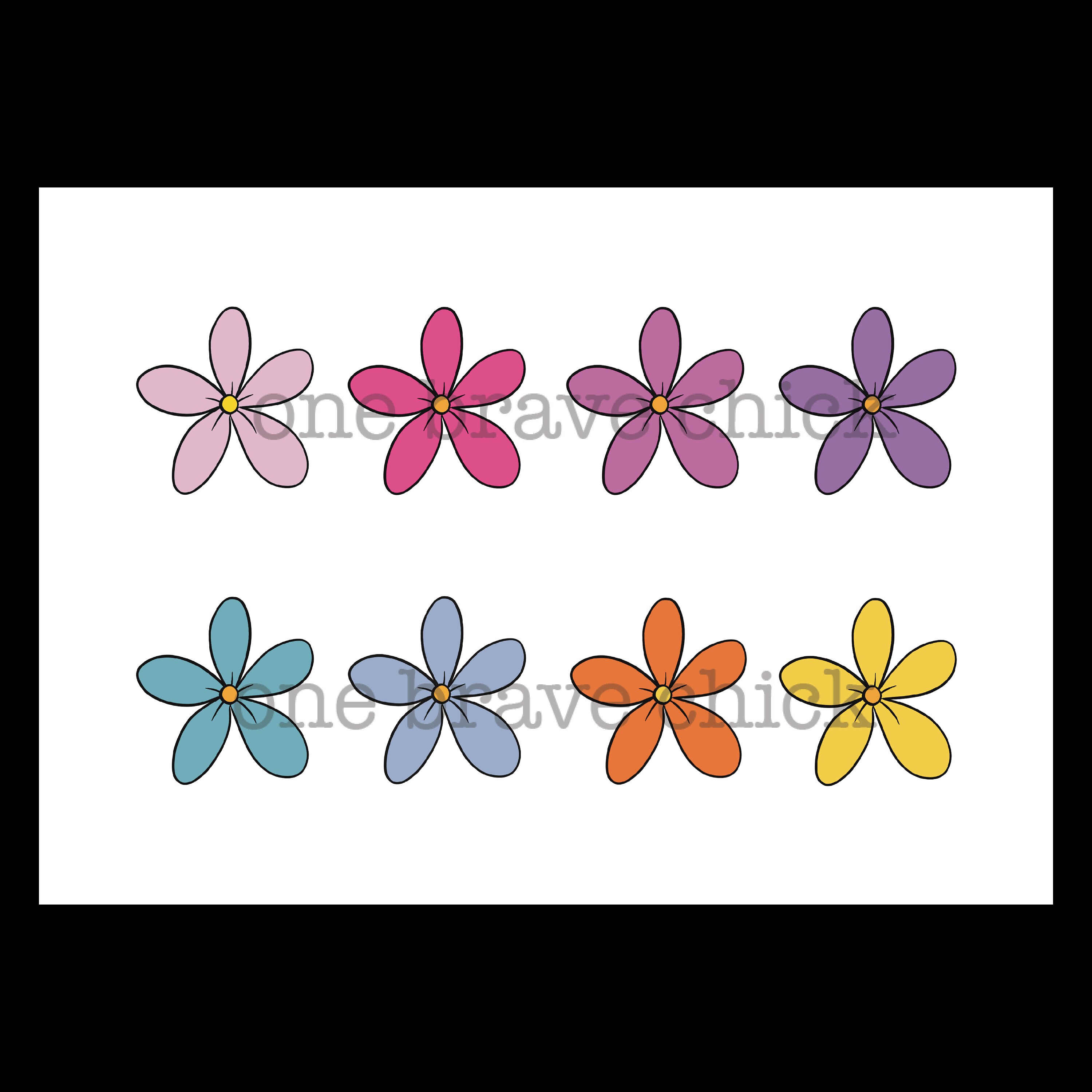 Einfache Blume Clipart von Hand gezeichnet Floral ClipArt | Etsy