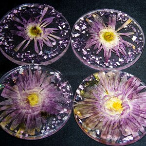 Buvez des sous-verres avec de vraies fleurs - Lot de 4
