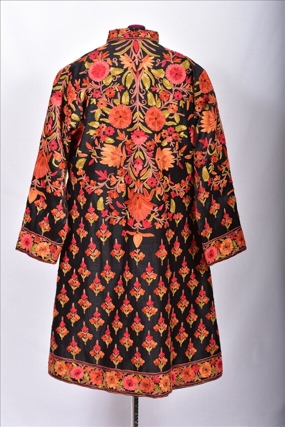 Kashmir Hand Embroidered Long Overcoat - Hand Woven Silk